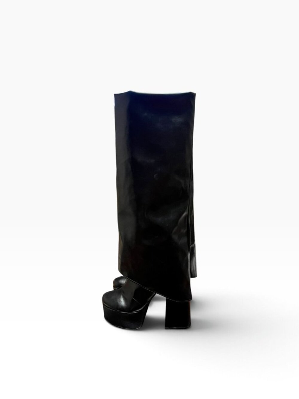 Fashion Nova Black Knee High Overlay Platform Boots - Women's Size 8